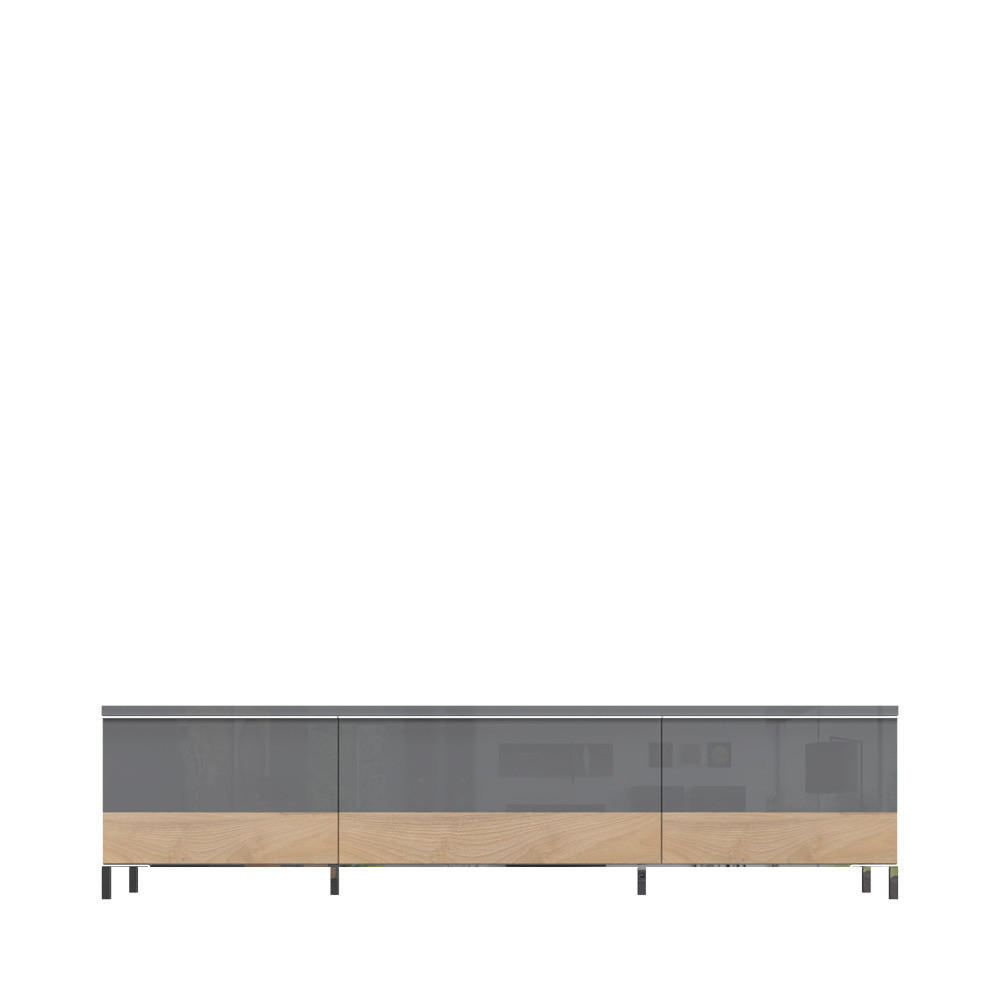 TV KOMODA boja orahovog drveta, antracit visoki sjaj  - boja oraha/boja nikla, Dizajnerski, metal/pločasti materijal (188/46/45cm)