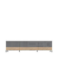TV KOMODA boja orahovog drveta, antracit visoki sjaj  - boja oraha/boja nikla, Dizajnerski, metal/pločasti materijal (188/46/45cm)