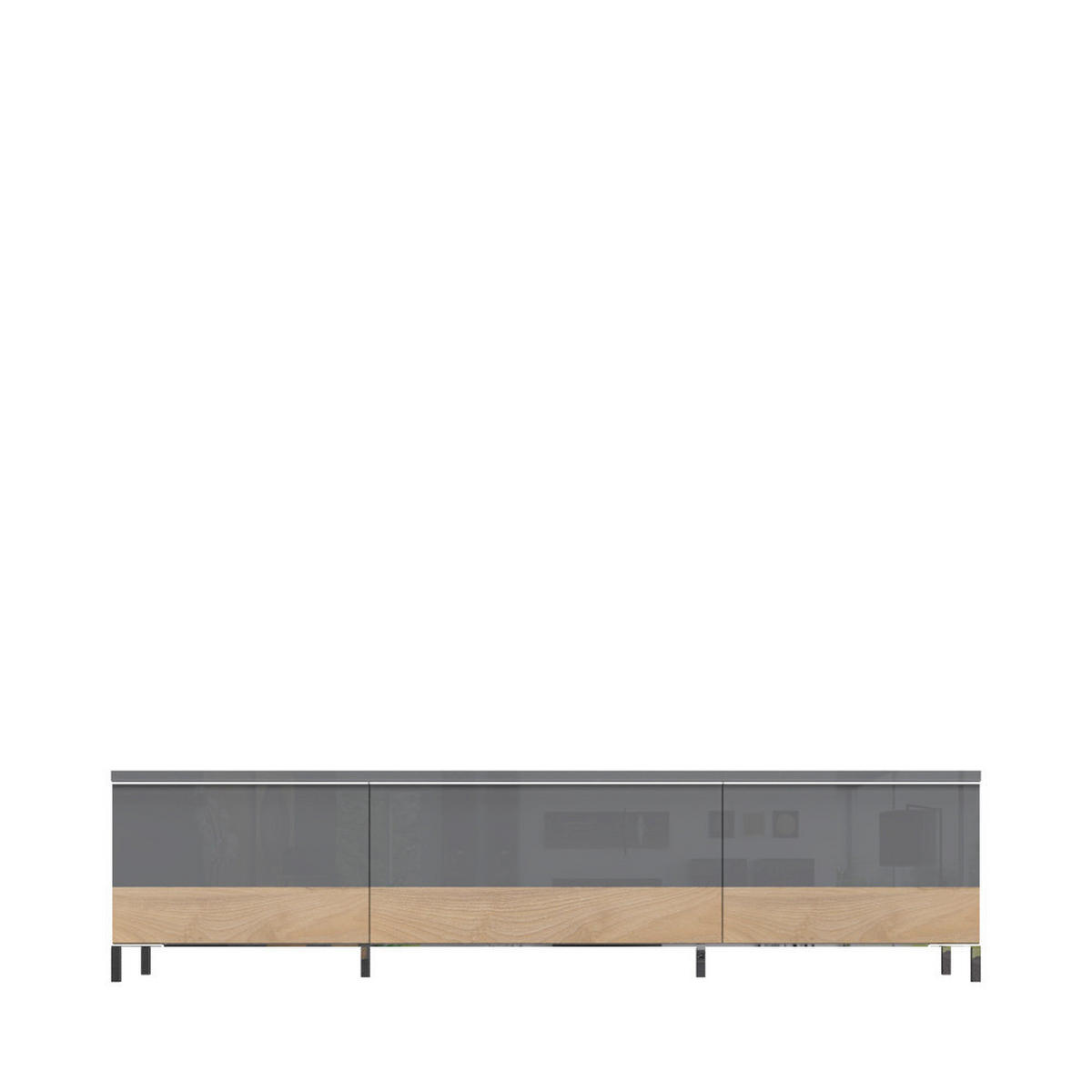TV KOMODA boja orahovog drveta, antracit visoki sjaj  - boja oraha/boja nikla, Dizajnerski, metal/pločasti materijal (188/46/45cm)