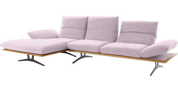 ECKSOFA in Flachgewebe Hellrosa 159/314 cm - Hellrosa/Schwarz, Design, Holz/Textil (159/314cm) - Dieter Knoll