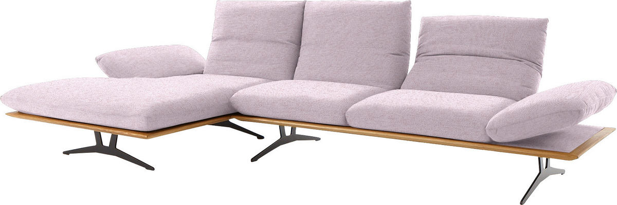 ECKSOFA in Flachgewebe Hellrosa  - Hellrosa/Schwarz, Design, Holz/Textil (159/314cm) - Dieter Knoll