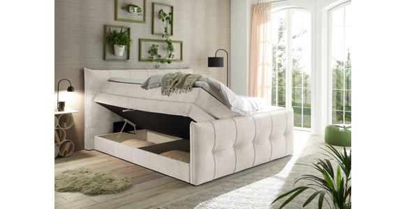 BOXSPRINGBETT 180/200 cm in Creme - Creme/Schwarz, Basics, Holzwerkstoff/Kunststoff (180/200cm) - Esposa