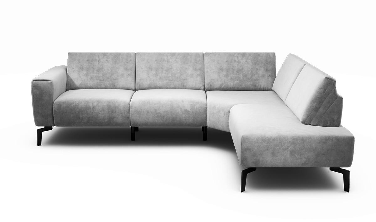 ECKSOFA Cosy Hellgrau Samt  - Hellgrau/Schwarz, Design, Textil/Metall (256/193cm) - SENSOO