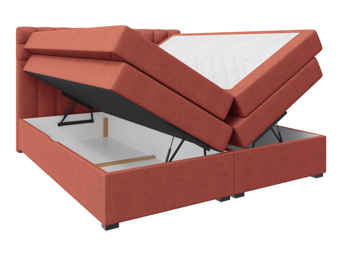 BOXSPRINGBETT 200/200 cm,  in Rot, Bettkasten, Topper, Matratzen, H3 = fest  - Rot/Schwarz, KONVENTIONELL, Kunststoff/Textil (200/200cm) - Boxxx