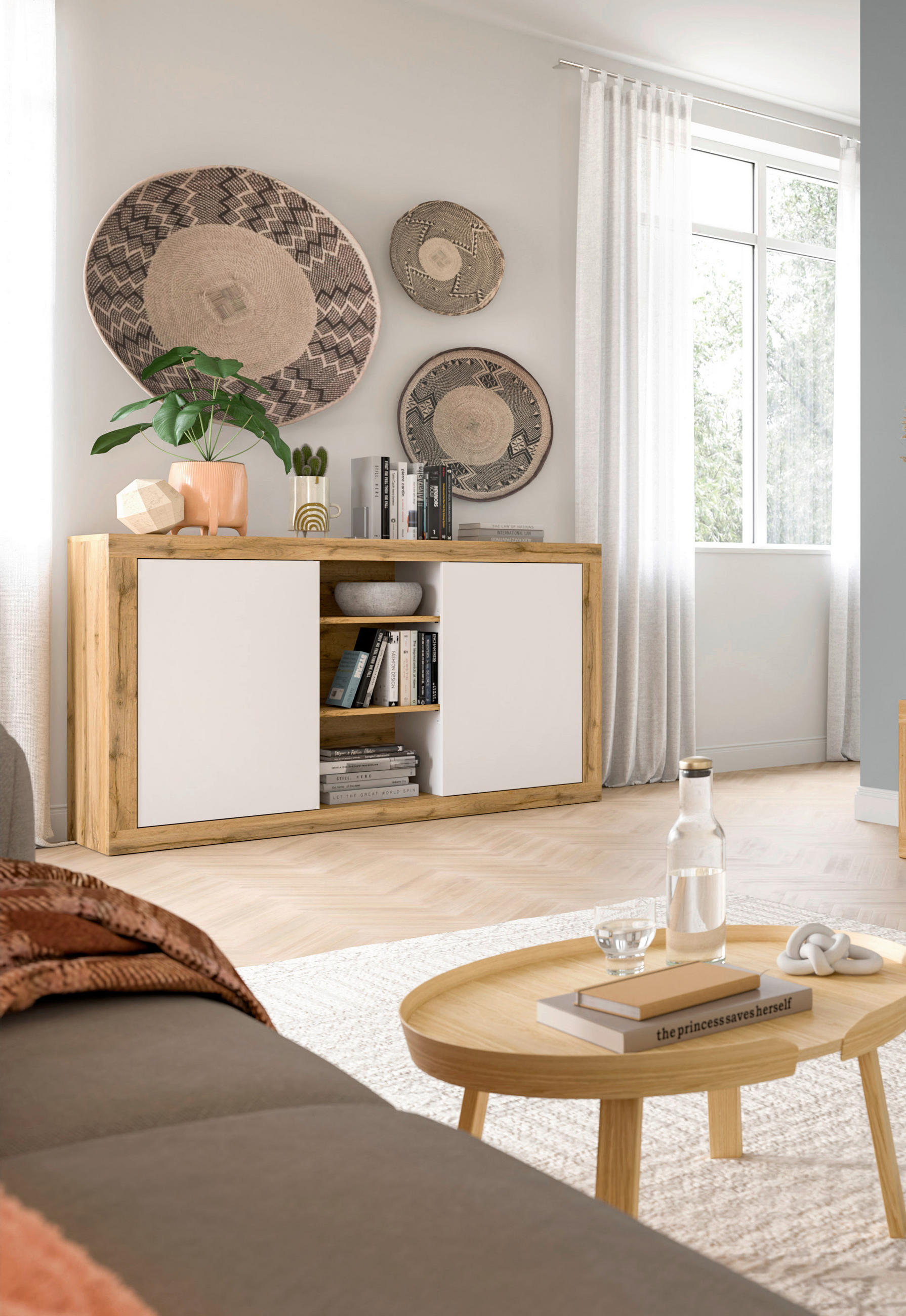 SIDEBOARD Tango  in 80/130/37 cm  - Eiche Wotan, Design, Holzwerkstoff (80/130/37cm) - MID.YOU