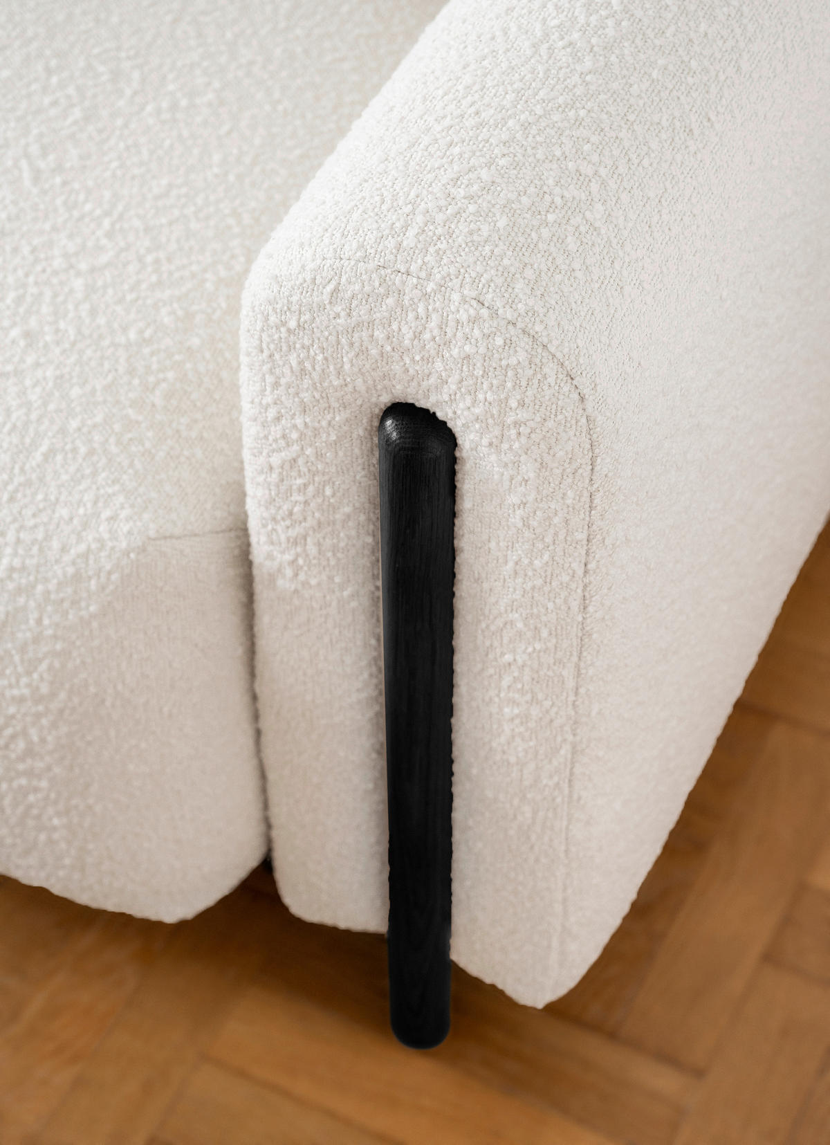SCHLAFSOFA  mit Bouclé Creme, Schwarz  - Creme/Schwarz, Design, Holz/Textil (244/97/97cm) - MID.YOU