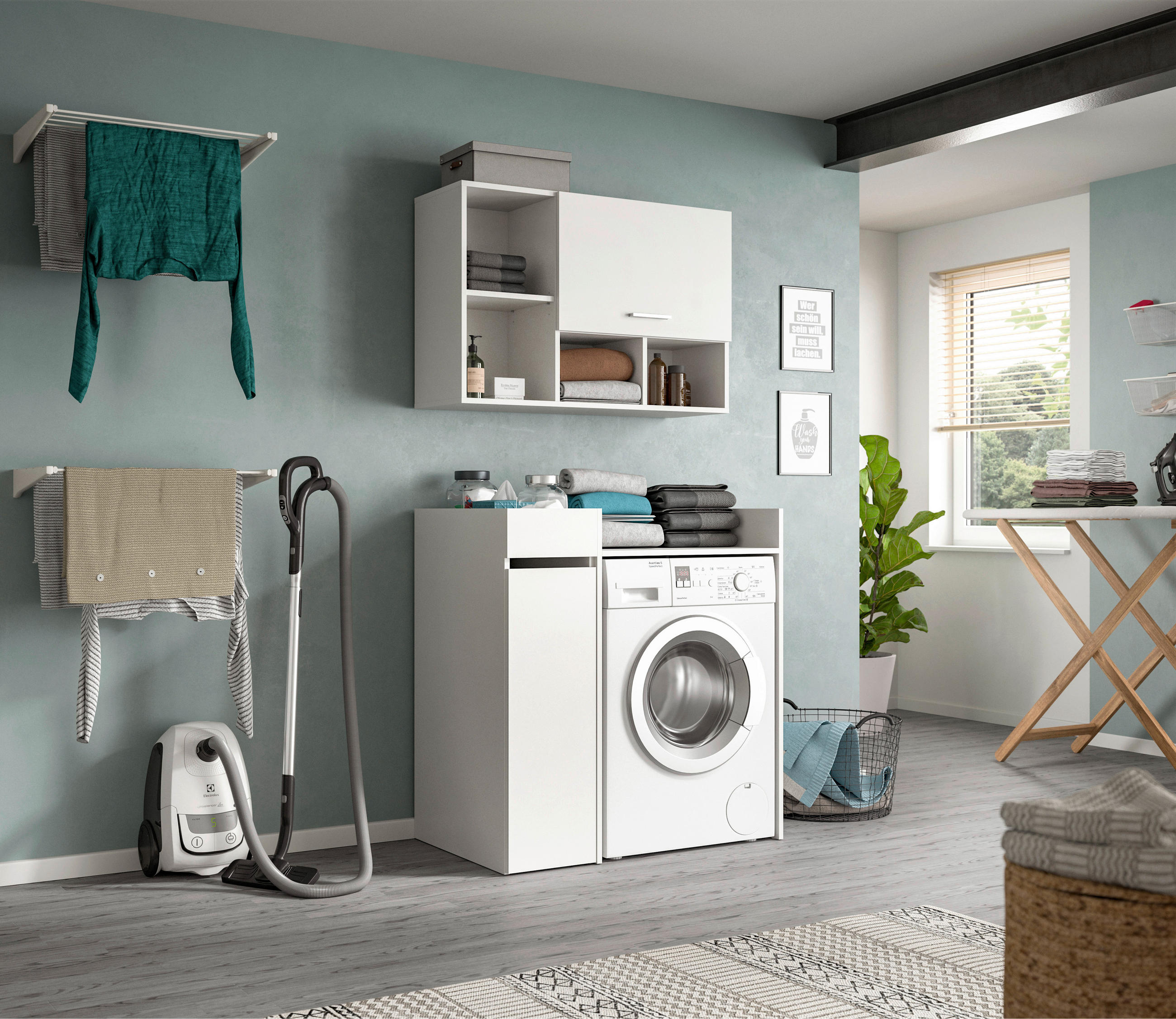 WASCHMASCHINENSCHRANK 95/195/60 cm  in Weiß  - Weiß, Basics, Holzwerkstoff/Kunststoff (95/195/60cm) - MID.YOU