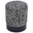 HOCKER in Holz, Metall, Textil Schwarz, Weiß  - Schwarz/Weiß, KONVENTIONELL, Holz/Textil (35/42/35cm) - Xora