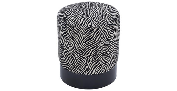 HOCKER in Holz, Metall, Textil Schwarz, Weiß  - Schwarz/Weiß, KONVENTIONELL, Holz/Textil (35/42/35cm) - Xora