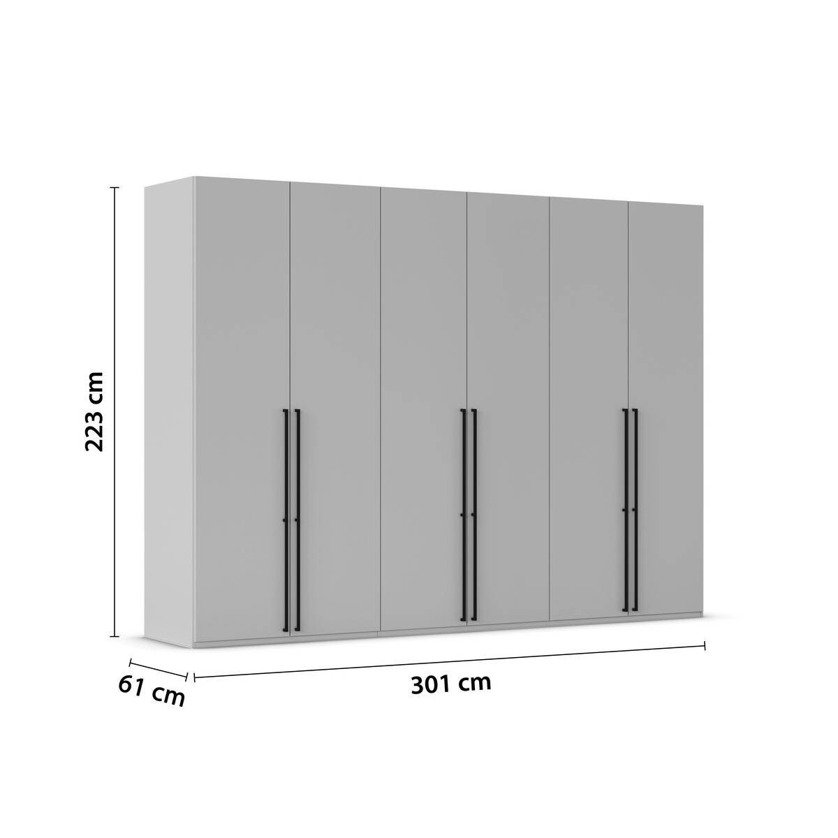 DREHTÜRENSCHRANK 301/223/61 cm,  in Graphitfarben, 6-türig  - Schwarz/Graphitfarben, Basics, Holzwerkstoff/Metall (301/223/61cm) - Novel