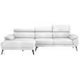 ECKSOFA Weiß Velours  - Schwarz/Weiß, Design, Textil/Metall (187/295cm) - Novel