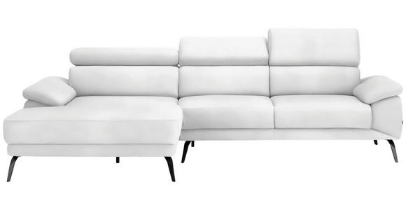 ECKSOFA Weiß Velours  - Schwarz/Weiß, Design, Textil/Metall (187/295cm) - Novel