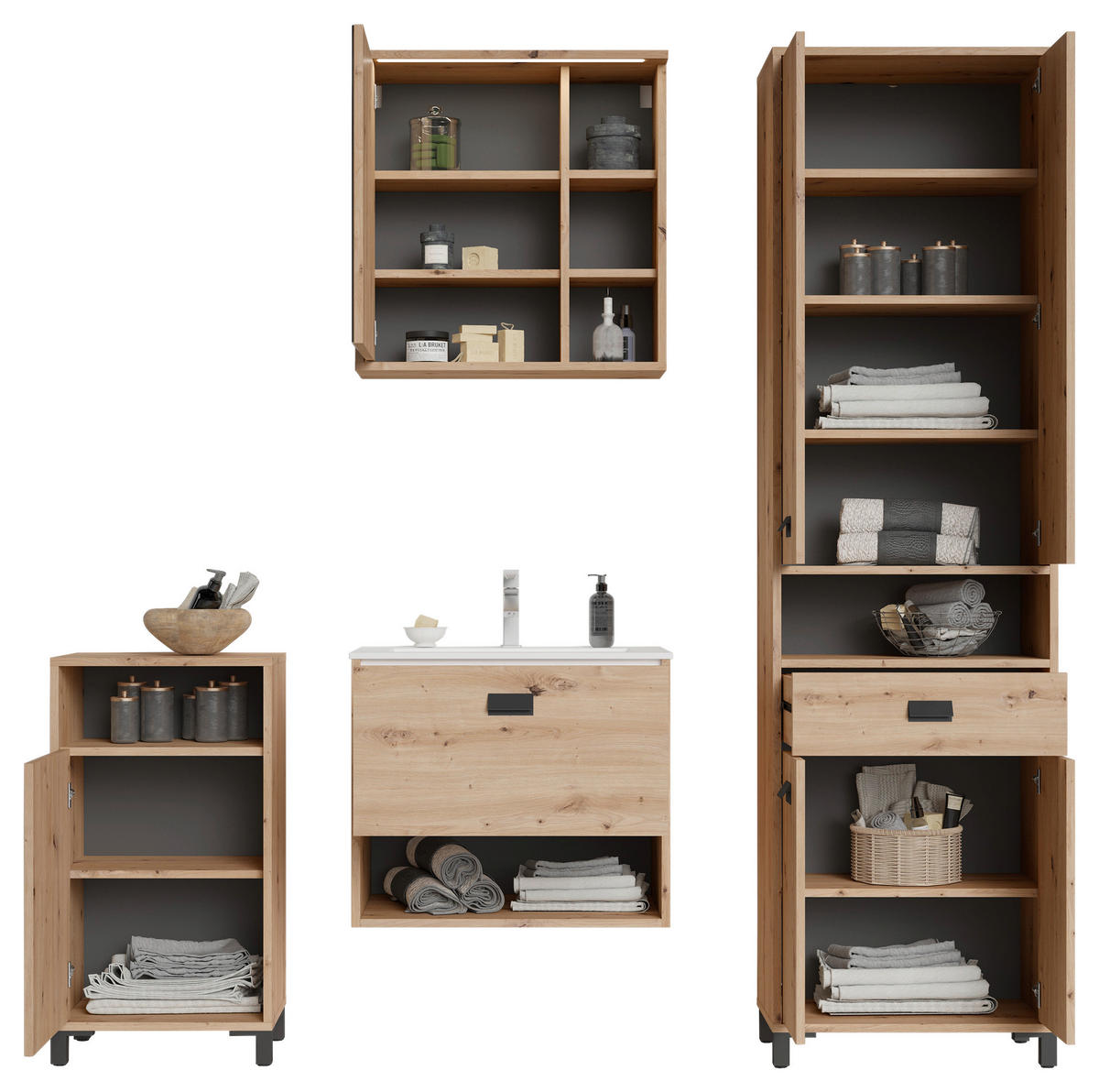 HOCHSCHRANK 54/193/31 cm  - Anthrazit/Schwarz, MODERN, Holzwerkstoff/Kunststoff (54/193/31cm) - MID.YOU