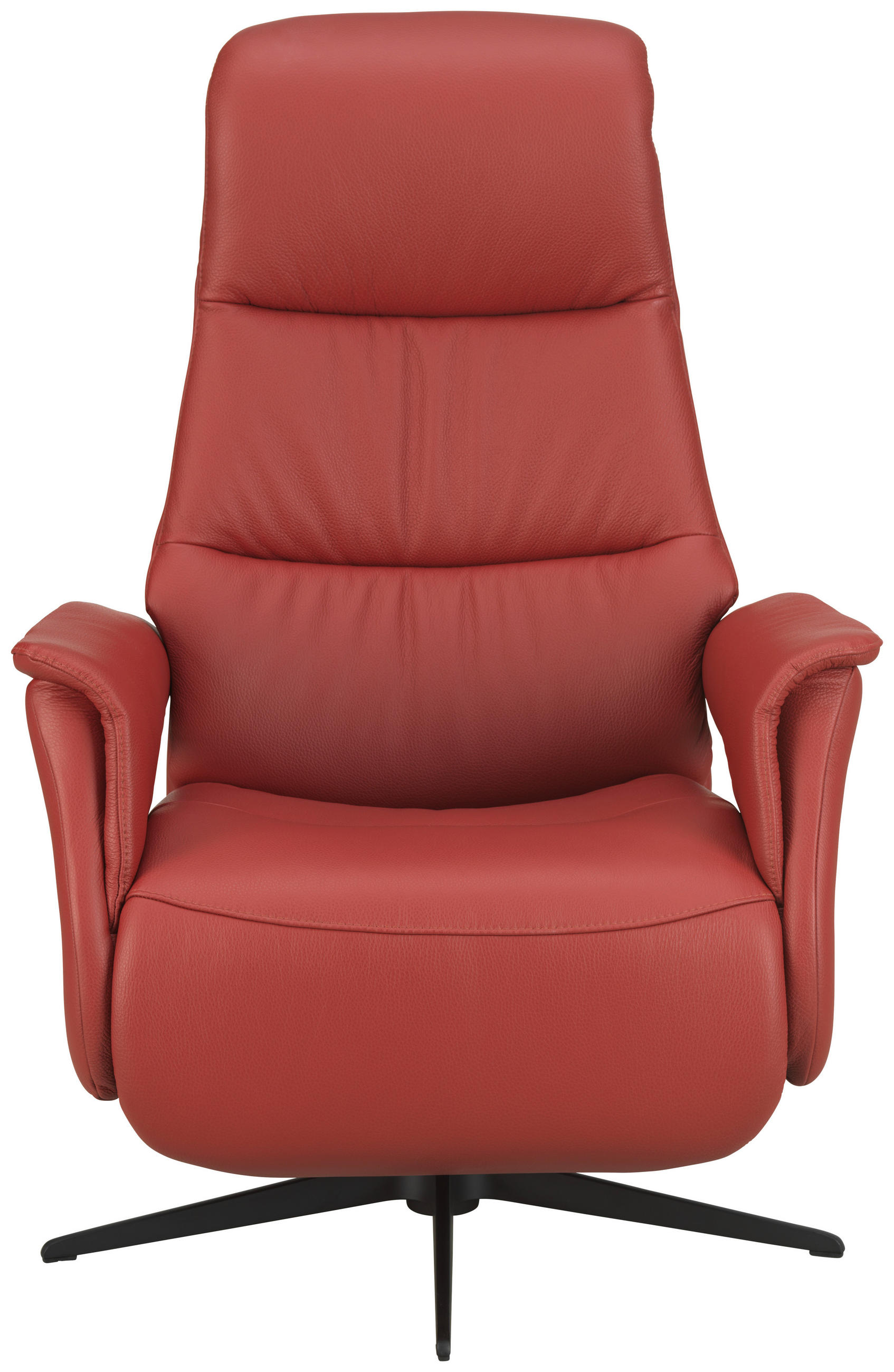 RELAXSESSEL Echtleder Rücken echt    - Rot/Schwarz, Design, Leder/Metall (74/108/86cm) - Welnova