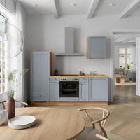 KÜCHENLEERBLOCK Frame 240 cm  in Eichefarben, Blaugrau  - Edelstahlfarben/Eichefarben, MODERN, Holzwerkstoff/Metall (240cm) - Nobilia