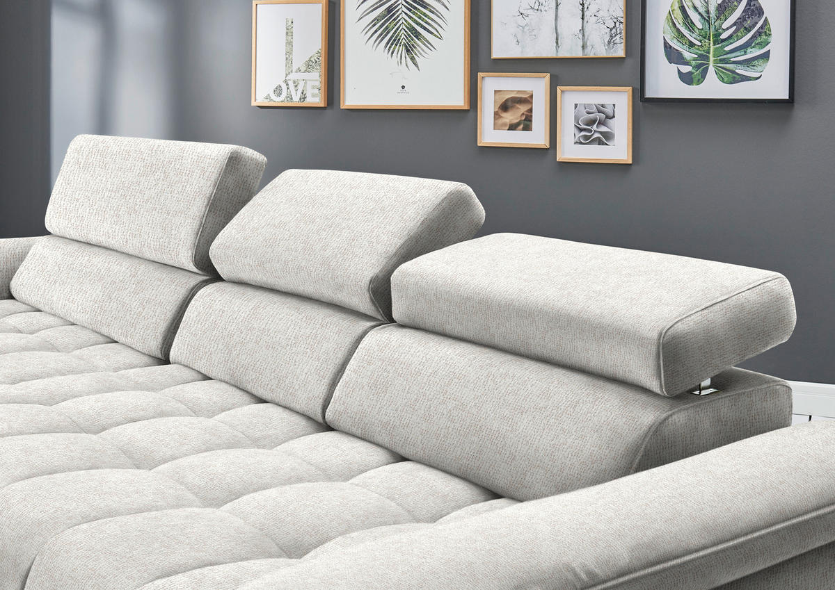 ECKSOFA in Chenille Beige  - Beige/Schwarz, Design, Textil/Metall (190/329cm) - Beldomo Style