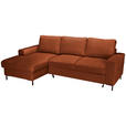ECKSOFA Rostfarben Cord  - Rostfarben/Schwarz, KONVENTIONELL, Textil/Metall (150/240cm) - Carryhome