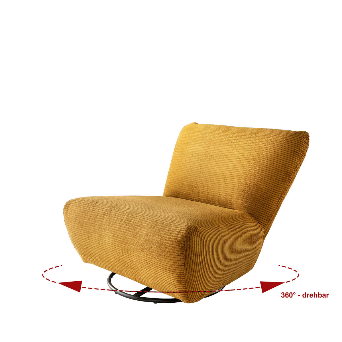 XXL-SESSEL in Cord Goldfarben  - Goldfarben/Schwarz, Trend, Textil/Metall (95/77/94cm) - Livetastic