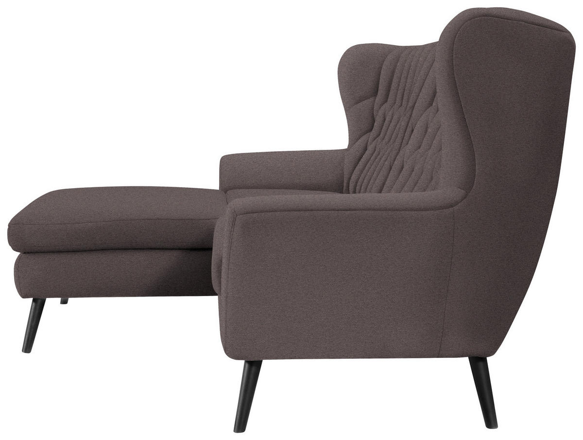 ECKSOFA in Mikrofaser Braun  - Schwarz/Braun, Design, Holz/Textil (165/237cm) - Stylife