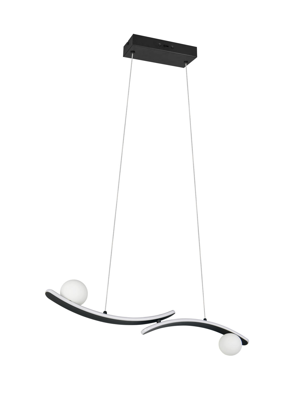 LED-HÄNGELEUCHTE Napoli 82/150 cm  - Schwarz/Weiß, Design, Glas/Kunststoff (82/150cm) - Trio Leuchten