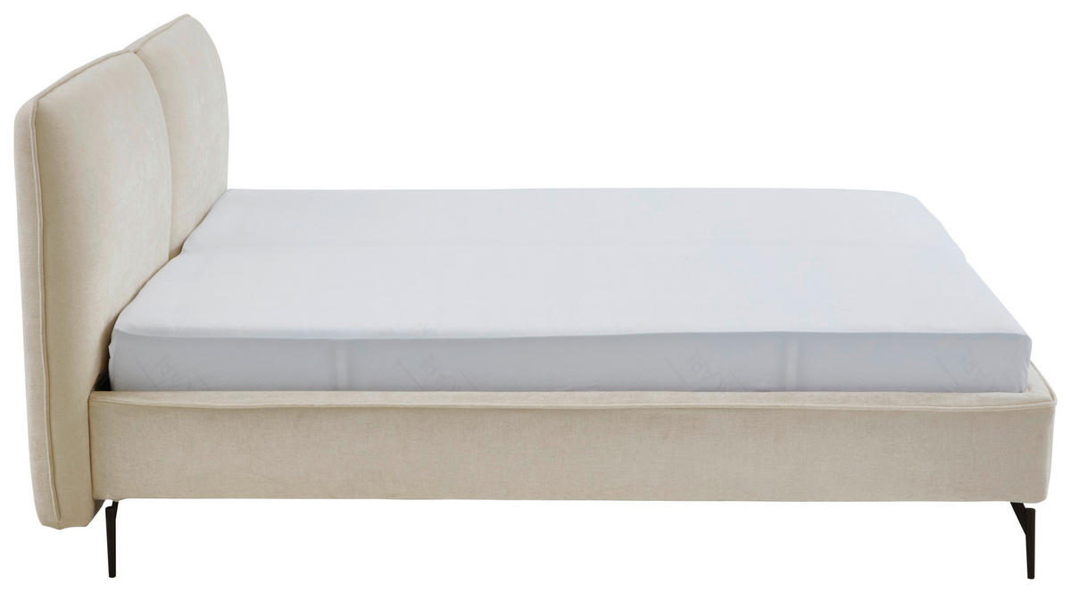 POLSTERBETT 200/200 cm  in Creme  - Creme/Schwarz, Modern, Textil/Metall (200/200cm) - Livetastic