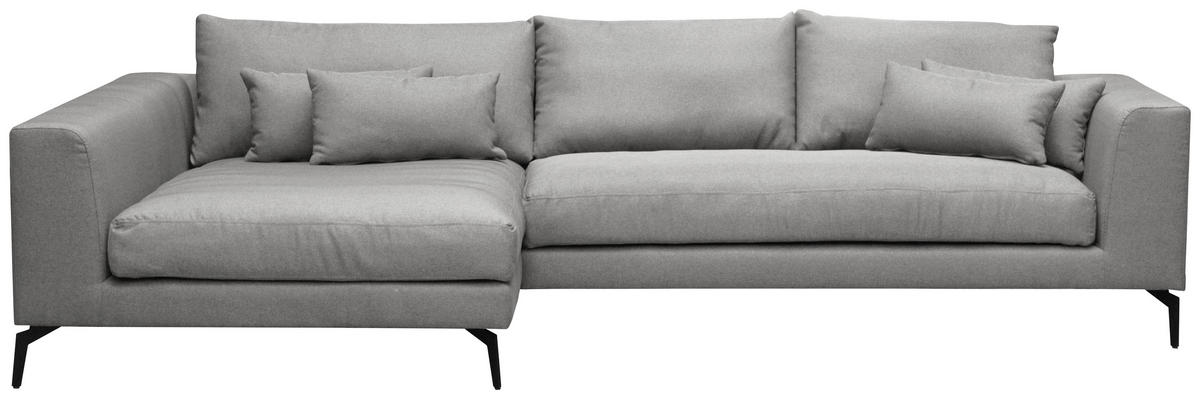 ECKSOFA Grau Flachgewebe  - Schwarz/Grau, Design, Textil/Metall (172/313cm) - Livetastic
