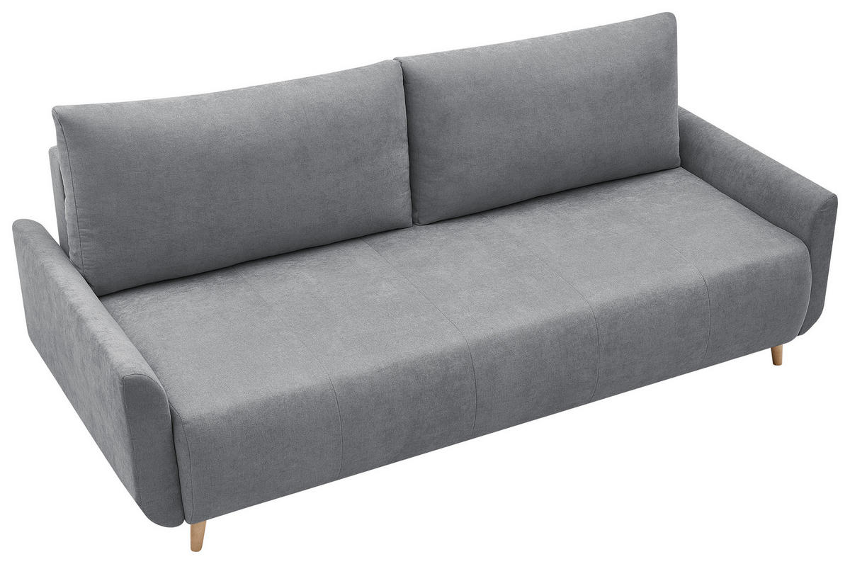 SCHLAFSOFA DUO Mikrofaser Grau  inkl. Rückenkissen, Bettkasten, Schlaffunktion, Rücken echt  - Naturfarben/Grau, Design, Textil (218/90/110cm) - P & B