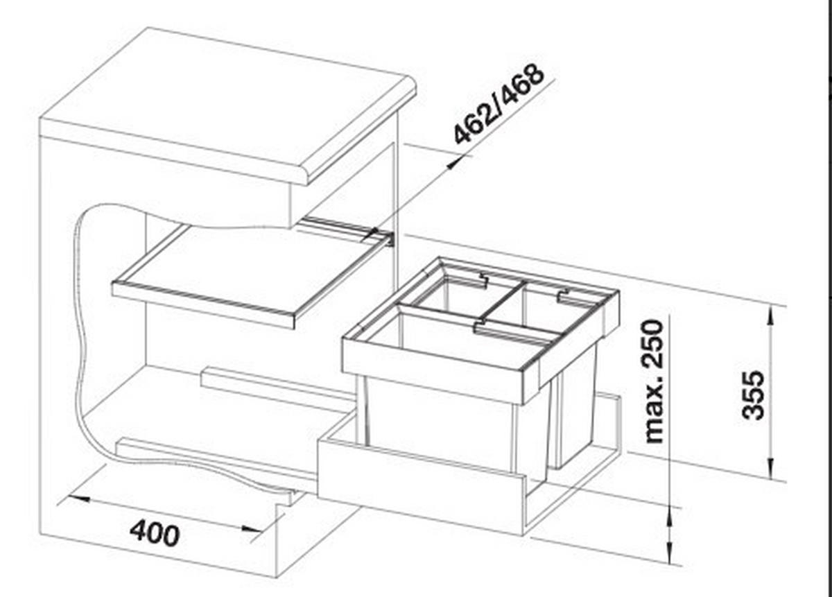 EINBAUABFALLSAMMLER 38 L  - Edelstahlfarben/Anthrazit, Basics, Kunststoff/Metall (46,2/37,1/40cm) - Blanco