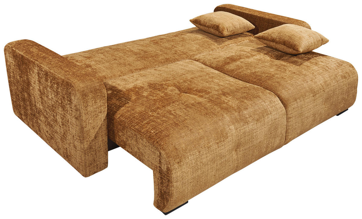 SCHLAFSOFA Chenille Goldfarben  - Goldfarben/Schwarz, KONVENTIONELL, Kunststoff/Textil (235/88/120cm) - MID.YOU