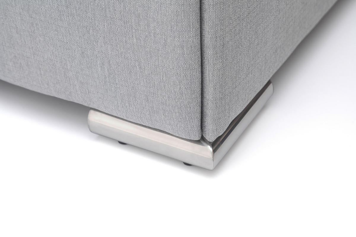 POLSTERBETT 180/200 cm,  in Hellgrau,  - Chromfarben/Hellgrau, KONVENTIONELL, Textil/Metall (180/200cm) - Livetastic