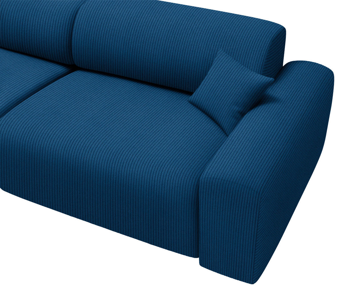 ECKSOFA Blau Velours, Feincord  - Blau/Schwarz, Design, Kunststoff/Textil (178/292cm) - home24