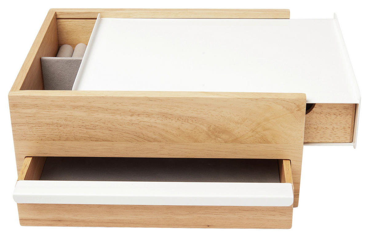 SCHMUCKBOX - Naturfarben/Weiß, Design, Holz/Metall (22,1/11,9/25,9cm) - Umbra