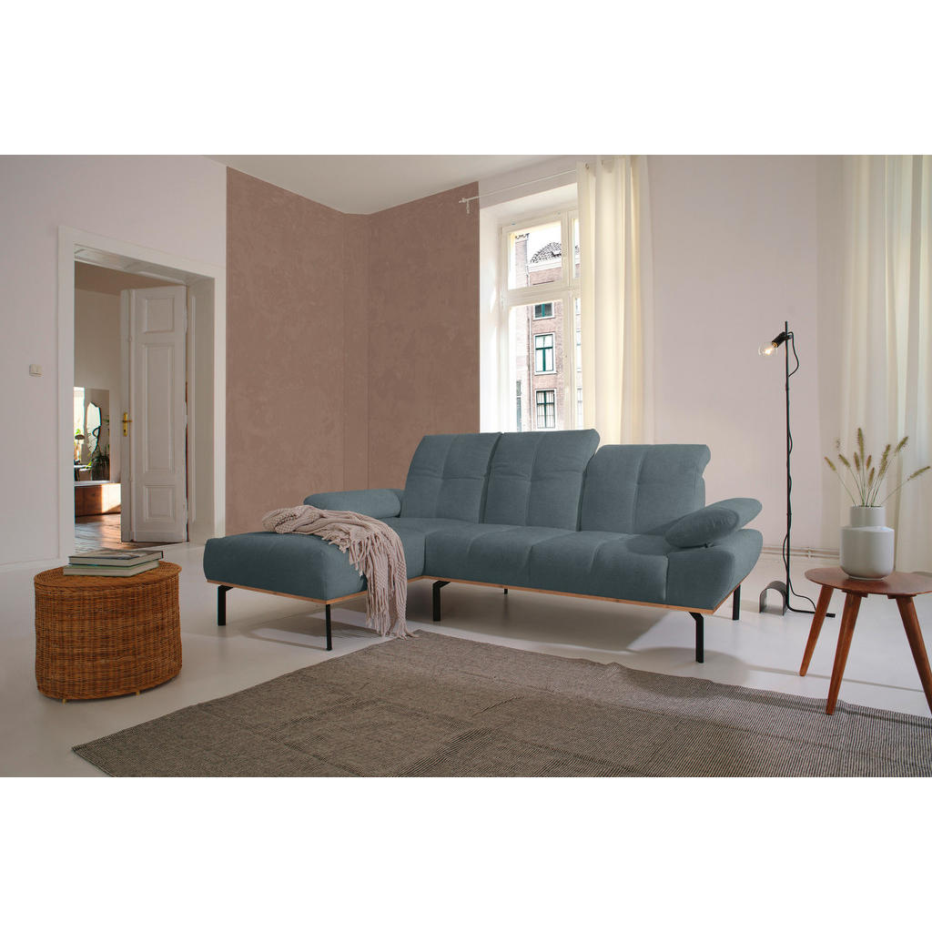 Thumbnail - Mid.you Ecksofa, Grau, Textil, Uni, 3-Sitzer, L-Form, 242x170 cm, Made in EU, FSC Mix, seitenverkehrt erhältlich, Rücken...