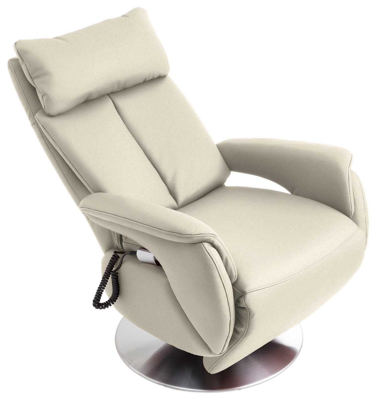 RELAXSESSEL in Leder Weiss  - Weiss/Edelstahlfarben, Konventionell, Leder/Metall (78/110/81cm) - Cantus