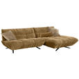 ECKSOFA Beigebraun Chenille Rücken echt, Sitztiefenverstellung  - Beigebraun/Schwarz, Design, Textil/Metall (295/178cm) - Belluti
