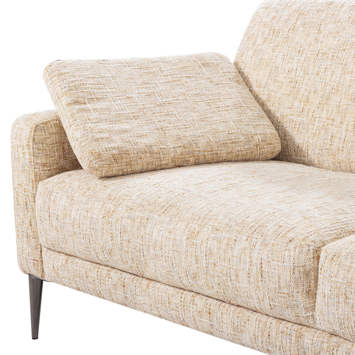 3-SITZER-SOFA Webstoff Beige  - Beige/Schwarzchrom, Design, Textil/Metall (187/85/92cm) - Livetastic