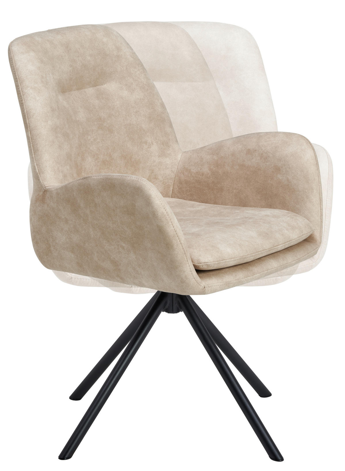 ARMLEHNSTUHL  Sitzfläche 360° drehbar, inklusive Armlehnen Webstoff  - Beige/Schwarz, Basics, Textil/Metall (60.5/88/62cm) - MID.YOU