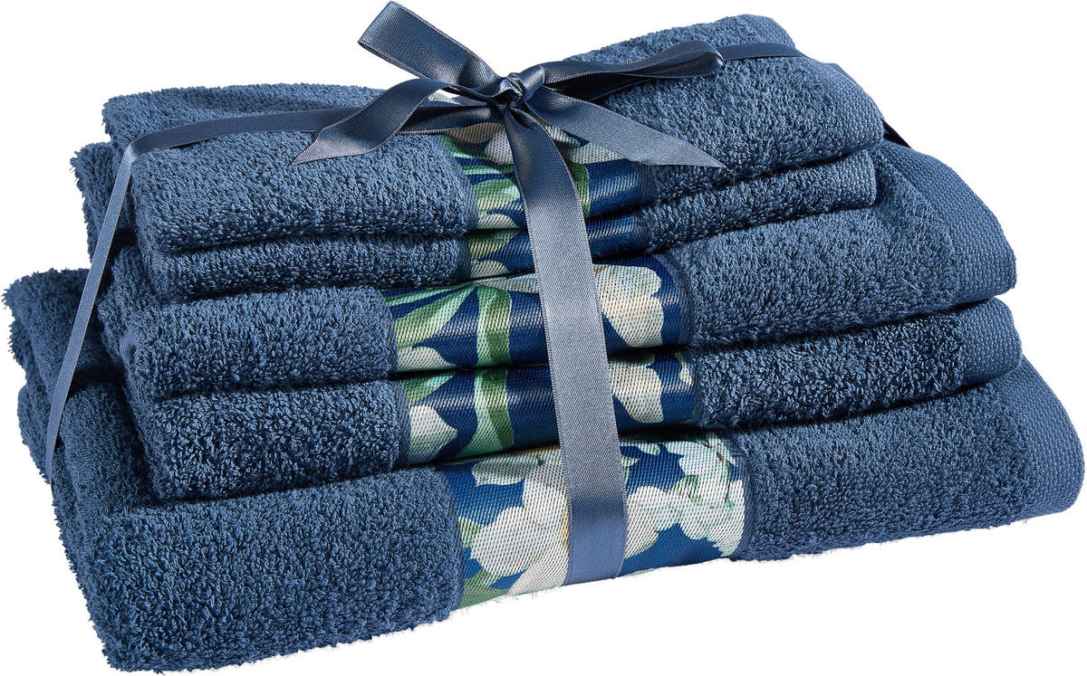 FROTTIERSET Blau 5-teilig  - Blau, KONVENTIONELL, Textil - Essenza