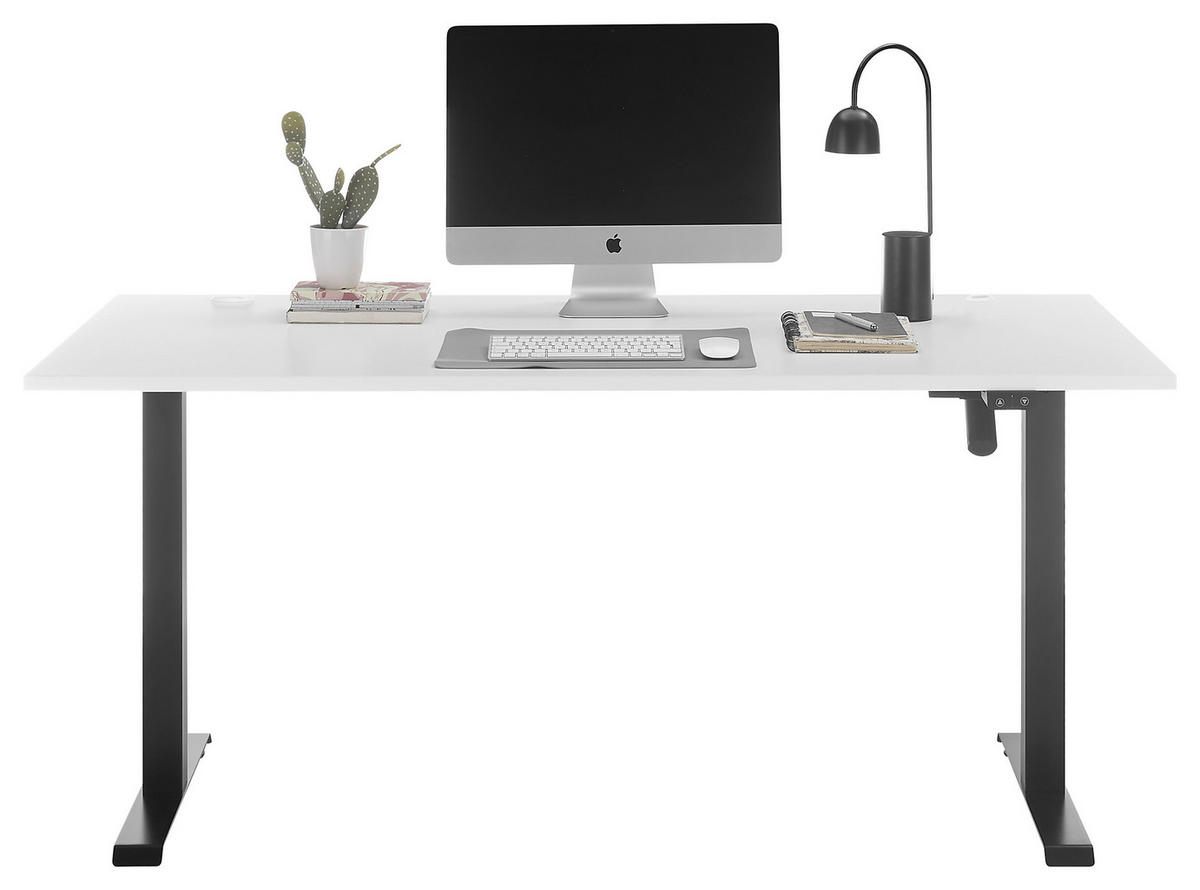 SCHREIBTISCH  in Weiss  - Weiss/Schwarz, Modern, Holzwerkstoff/Metall (160/72/72cm) - Livetastic