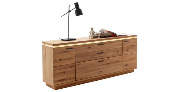 SIDEBOARD 210/84/44 cm  - Eichefarben/Anthrazit, Natur, Holz/Holzwerkstoff (210/84/44cm) - Linea Natura