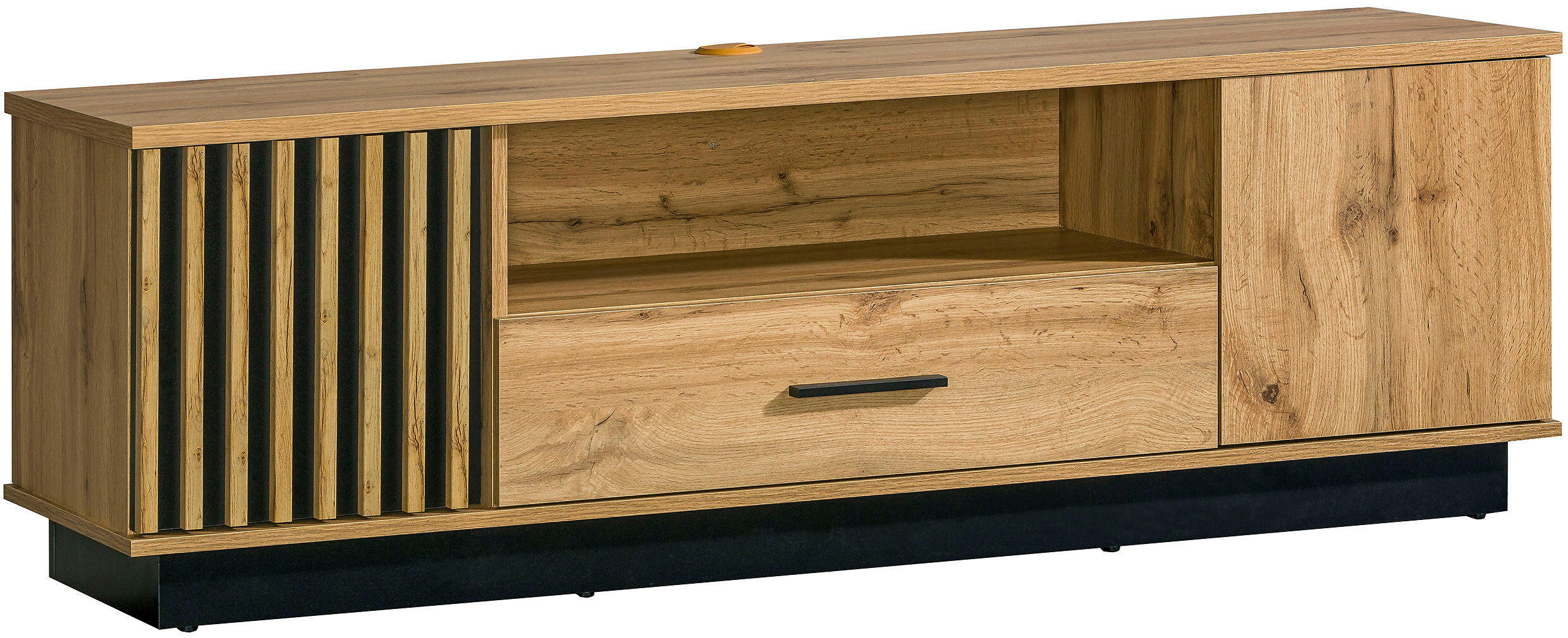 Milino Tv-Element Schwarz, Eiche Wotan 155x50.6x40 cm