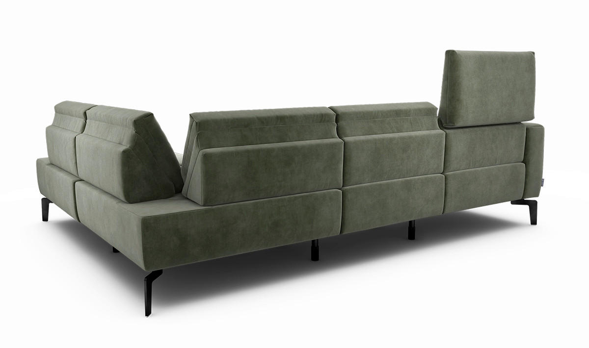 ECKSOFA in Samt Waldgrün  256/193 cm  - Waldgrün/Schwarz, Design, Textil/Metall (256/193cm) - SENSOO