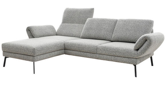 ECKSOFA  in Flachgewebe Blaugrau  175-224/255-365 cm  - Blaugrau/Schwarz, Design, Textil/Metall (175-224/255-365cm) - Dieter Knoll