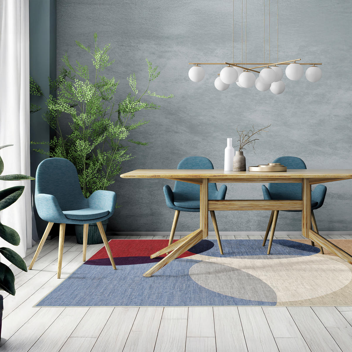 VINTAGE-TEPPICH 160/230 cm CORTEA NAYRA Creme, Dunkelrot, Blaugrau  - Blaugrau/Creme, Design, Kunststoff/Textil (160/230cm) - Lindorug