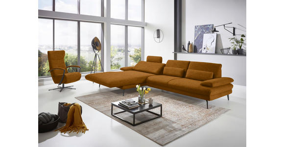 ECKSOFA in Velours Cognac 180/310 cm - Cognac/Schwarz, Design, Textil/Metall (180/310cm) - Dieter Knoll