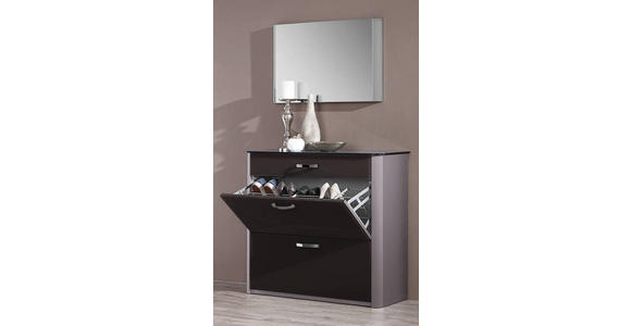 SCHUHSCHRANK 117/97/28 cm - Chromfarben/Schwarz, Basics, Glas/Holzwerkstoff (117/97/28cm) - Moderano
