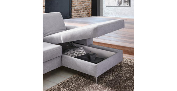 ECKSOFA inkl.Funktion Hellgrau Flachgewebe  - Silberfarben/Hellgrau, Design, Textil/Metall (244/167cm) - Cantus