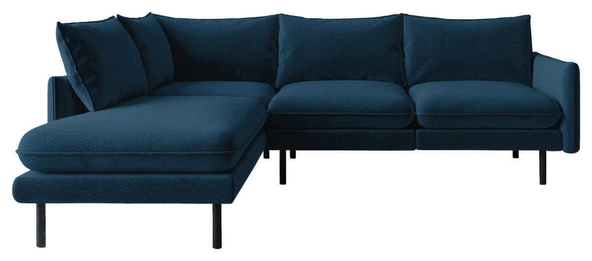 ECKSOFA in Flachgewebe Blau  - Blau/Schwarz, Design, Textil/Metall (204/267cm) - Livetastic