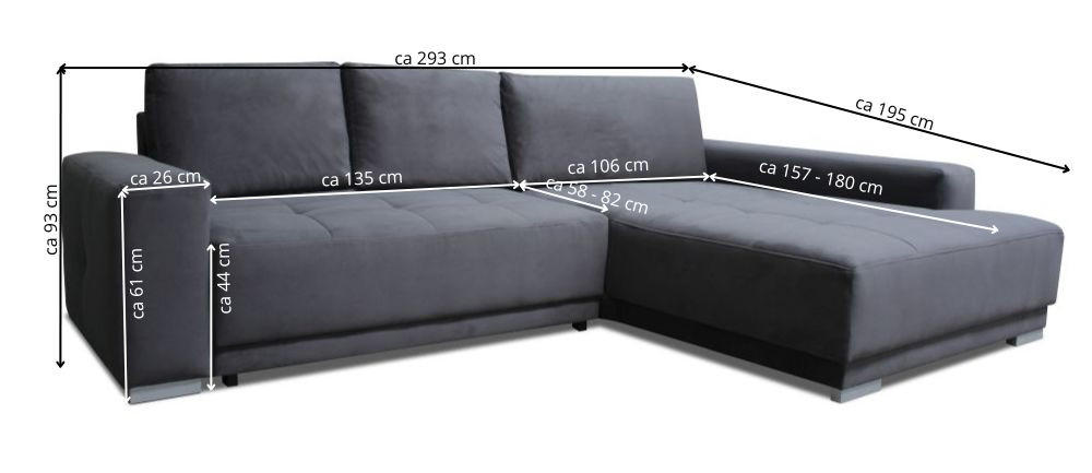 Thumbnail - Cantus Ecksofa, Braun, Textil, 3-Sitzer, Füllung: Schaumstoff, Ottomane links, L-Form, 293x195 cm, Stoffauswahl, seitenv...