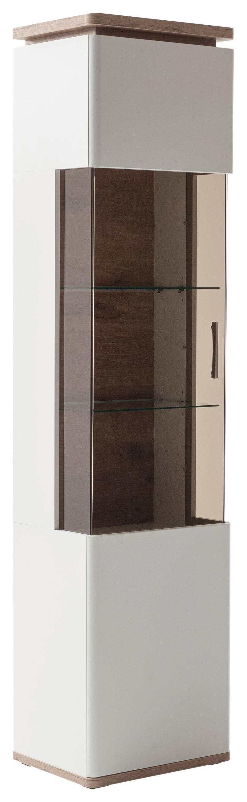 VITRINE in Weiss, Eichefarben  - Weiss/Eichefarben, Design, Glas/Holzwerkstoff (50/208/38cm) - Livetastic